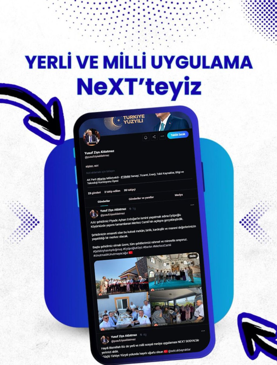 yaldatmaz's tweet photo. Yerli ve milli sosyal medya platformumuz NEXT SOSYAL’de biz de yerimizi aldık!🇹🇷
Güvenli iletişim, güçlü #Türkiye için dijitalde buluşuyoruz.
Sizleri de bekliyoruz! 📲
#NextSosyal #YerliPlatform #Milliİletişim #DijitalVatan
➡️ https://t.co/CA2O5klFlF https://t.co/GIKpW5xWGW