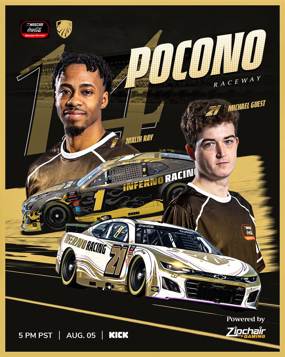 Next Tuesday, <a href="/PoconoRaceway/">Pocono Raceway</a>..the final race of the regular season! We either point our way in, or Win our way in!

Join us for the <a href="/ENASCARGG/">NASCAR Gaming and Esports</a> Pocono Race on August 5th, live on <a href="/KickStreaming/">KICK</a> at 5:00pm pst

🟢 kick.com/vegasinferno
1⃣ <a href="/MalikRayTTV/">MFR</a>  | twitch.tv/campaignray