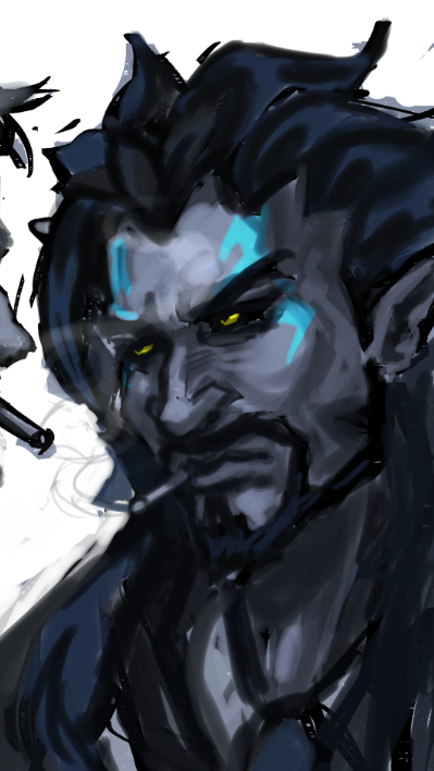 babeyhater's tweet photo. little hanzo doodle i made for wyrm, #hanzo76 theres also soldiers nose peeking there lolo #hanzo #overwatch https://t.co/7B8UTmmW0P