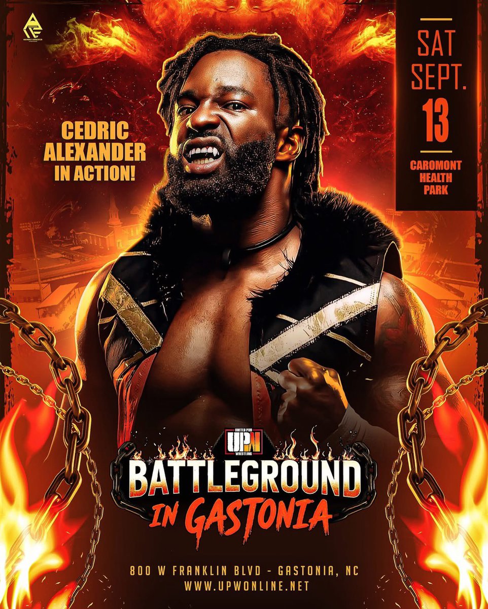 United Pro Wrestling (@theofficialupw) on Twitter photo <a href="/CedricAlexander/">PRYME Alexander</a> makes his #UPW return Saturday September 13th at the Caromont Health Park in Gastonia NC
Tickets: upwonline.net <a href="/CedricAlexander/">PRYME Alexander</a> makes his #UPW return Saturday September 13th at the Caromont Health Park in Gastonia NC
Tickets: upwonline.net