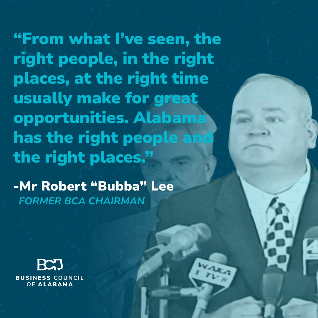It is with heavy hearts that we mark the passing of 1996 BCA Chairman Robert “Bubba” Lee—a devoted leader and steadfast champion for Alabama’s business community. 

During his tenure, Bubba traveled the state promoting BCA’s mission as the voice of business in Alabama and lending
