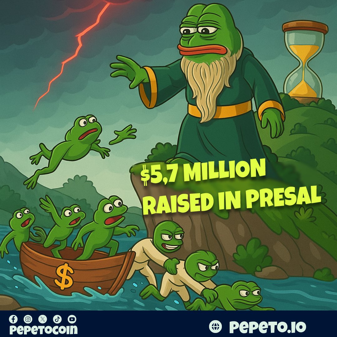Pepetocoin's tweet image. 🚨 $5.7M Raised. One step closer to the day of judgment 🐸

Huge thanks to the chosen believers, the ones who heard the call of the God of Frogs.

Miss it now, and you’ll relive it in regret, again and again..

Secure your spot among the believers 
👉  pepeto.io…