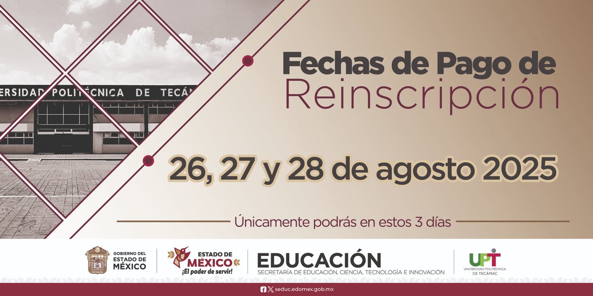 #COLMILLOS ❗ES LA HORA DE TU REINSCRIPCIÓN❗, tienes estos 3 días 📆⚠️  para poder realizar tu pago de reinscripción, NO lo dejes última hora, para así poder seguir con tus estudios para este nuevo periodo. 😎