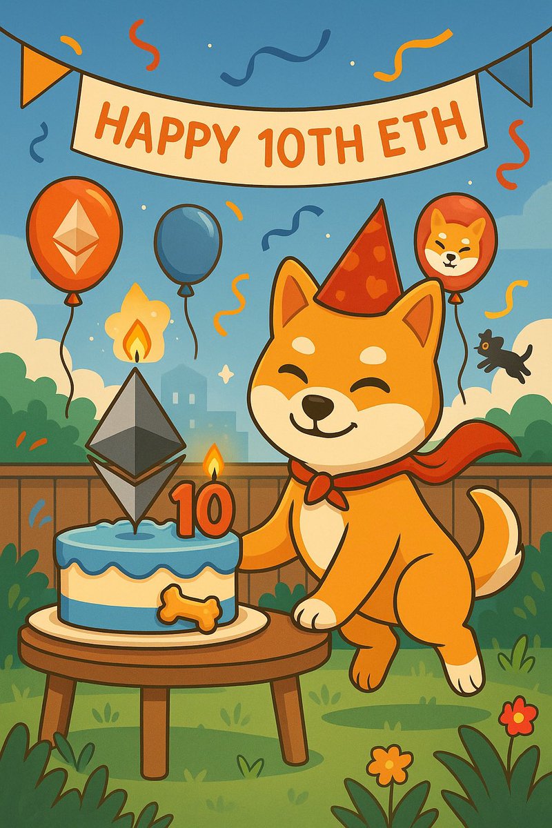 Happy 10th birthday to $ETH —
The chain that made the meme dream possible.

We’ve come a long way together.
Here’s to the next 10.

Love,
The ShibArmy ❤️🐾