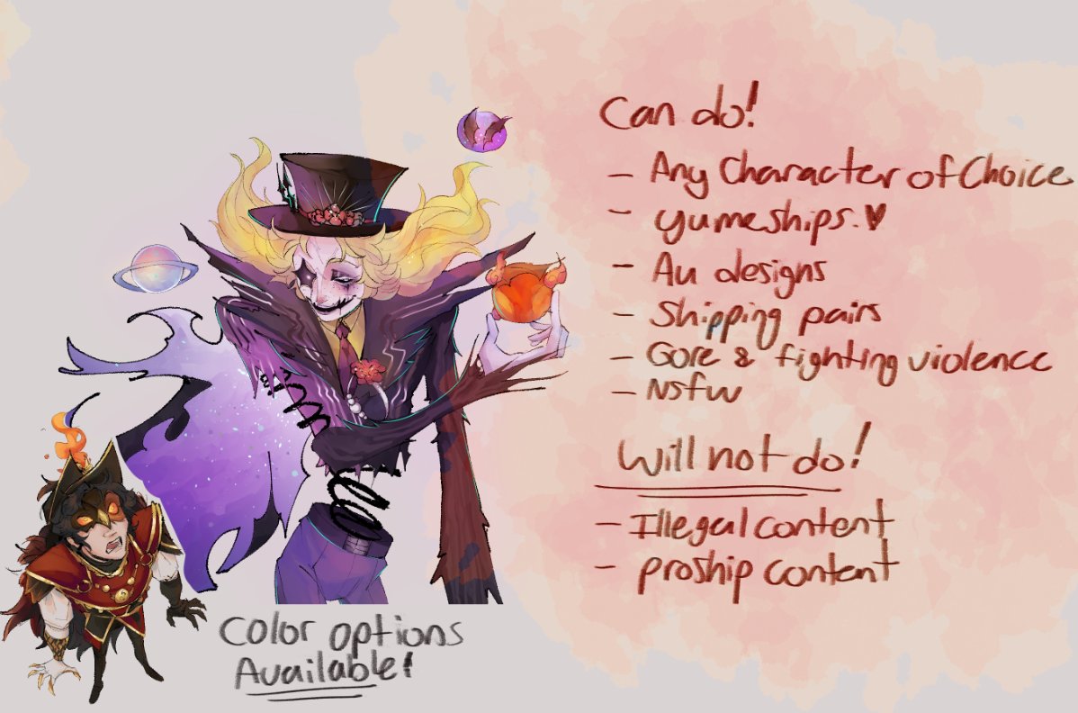 TWISTEDKEY's tweet image. I&apos;m officially opening these up since I&apos;ll be taking care of some extra bills and the like this month due to a family emergency.

IDV Related art for all!

(More info below!