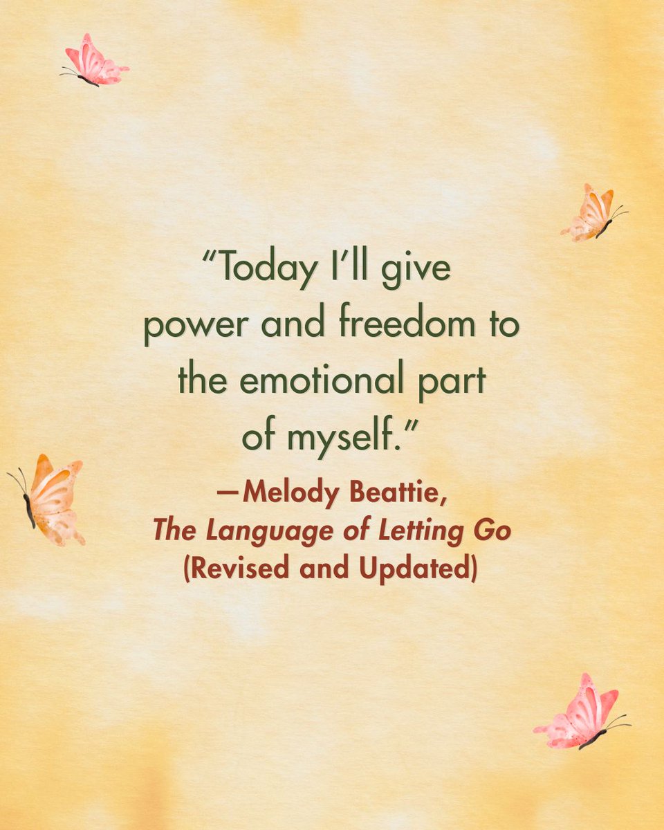 MelodyBeattie's tweet photo. Your emotions aren’t weaknesses. They’re wisdom.
What’s one feeling you’re giving space to today?
➕ Subscribe for daily meditations at https://t.co/7muksMELs8
#MelodyBeattie #TheLanguageOfLettingGo #DailyMeditations #FeelToHeal #EmotionalWellness #SelfCompassion https://t.co/BmVDZOP419