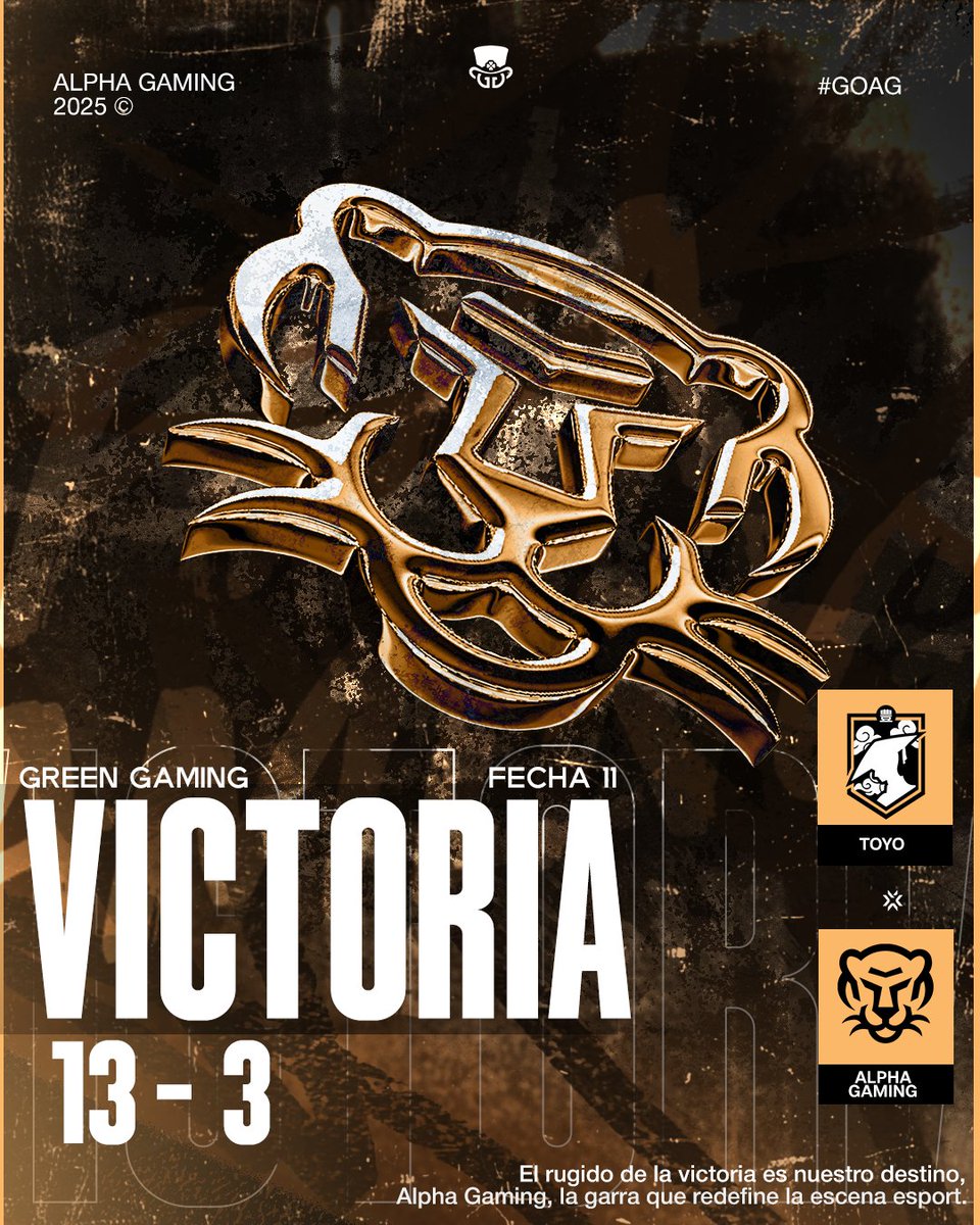 ¡VICTORIAAA!!

Nos llevamos la victoria en la Green Gaming con un contundente 13-3 💪

GGs <a href="/ToyoEsports/">TOYO</a> 

#UnleashThePanther #GoldenFury