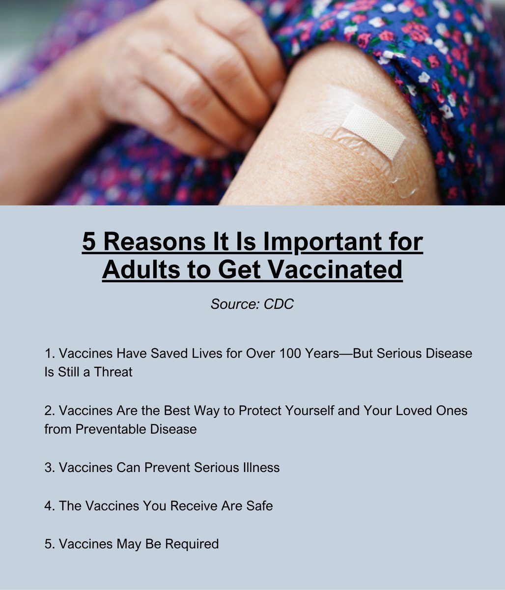 rushalzheimers's tweet photo. August is Immunization Awareness Month! Here are 5 reasons it’s important for adults to get vaccinated:
Read more at https://t.co/e4xJ16FPF0
#ImmunizationAwarenessMonth #Immunization #GetVaccinatedToBeProtected https://t.co/KNtI1E9W6Q