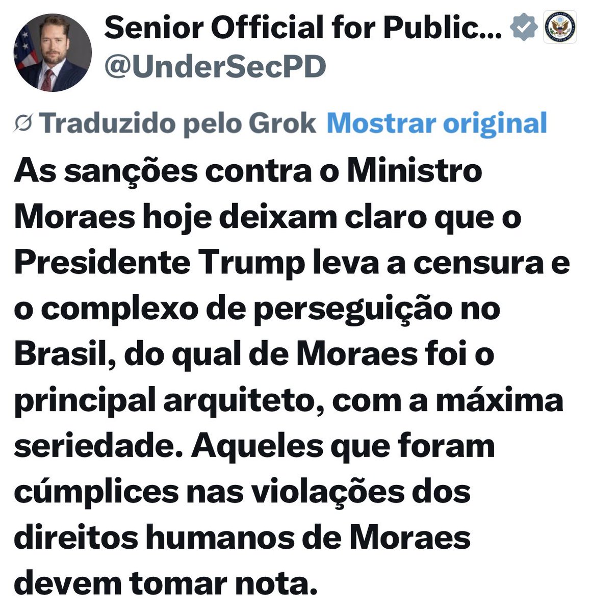 Está vindo sanções para os demais.