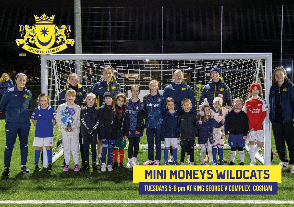 Moneyfields FC Women (@moneysfcwomen) on Twitter photo Inspired by the <a href="/Lionesses/">Lionesses</a>? Mini Moneys, our #Wildcats program is designed for girls aged 5-11, from beginners to experienced players, or those seeking to build confidence. Join us every Tuesday evening at <a href="/KingGeorgeVHFA/">King George V Football Complex</a>, running all summer!
Register ↘️ book.englandfootball.com/Wildcats/money… Inspired by the <a href="/Lionesses/">Lionesses</a>? Mini Moneys, our #Wildcats program is designed for girls aged 5-11, from beginners to experienced players, or those seeking to build confidence. Join us every Tuesday evening at <a href="/KingGeorgeVHFA/">King George V Football Complex</a>, running all summer!
Register ↘️ book.englandfootball.com/Wildcats/money…