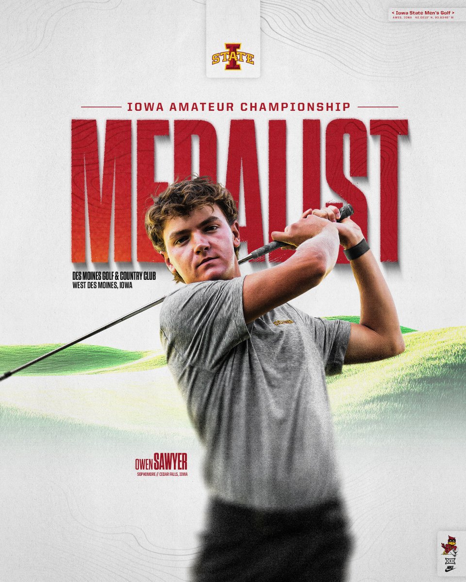 Iowa State Men’s Golf (@cyclonemgolf) on Twitter photo Winner!
Owen Sawyer wins the Iowa Amateur, locking up a spot in the US Amateur Aug. 11-17 in San Francisco.
#Cyclones | 🌪️⛳️🌪️| <a href="/owensawyergolf/">Owen Sawyer</a> Winner!
Owen Sawyer wins the Iowa Amateur, locking up a spot in the US Amateur Aug. 11-17 in San Francisco.
#Cyclones | 🌪️⛳️🌪️| <a href="/owensawyergolf/">Owen Sawyer</a>