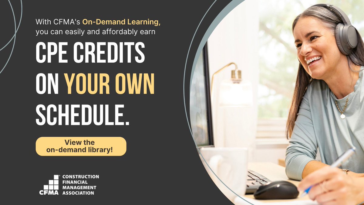 Strengthen your construction finance expertise — on your schedule! CFMA’s on-demand courses deliver focused training on what matters most. Start learning today ➤ hubs.la/Q03zF30S0