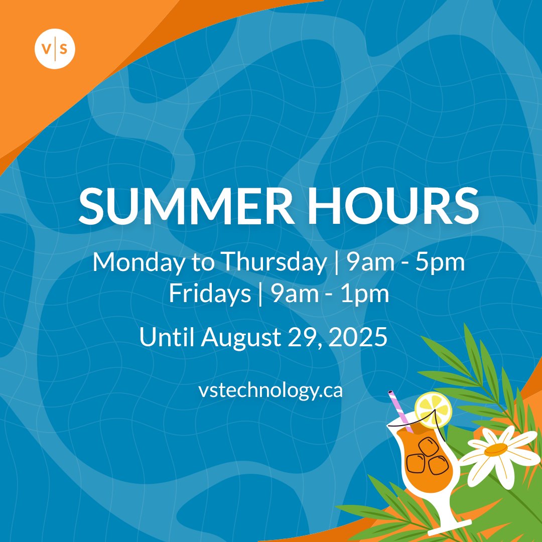 VSTechnologyNB's tweet image. Keeping our systems (and ourselves) cool this summer! 💻 

Just a reminder that our team is available for all your IT needs during our summer hours: Mon-Thu from 9am-5pm and Fri from 9am-1pm, now until August 29th.

🌐 vstechnology.ca