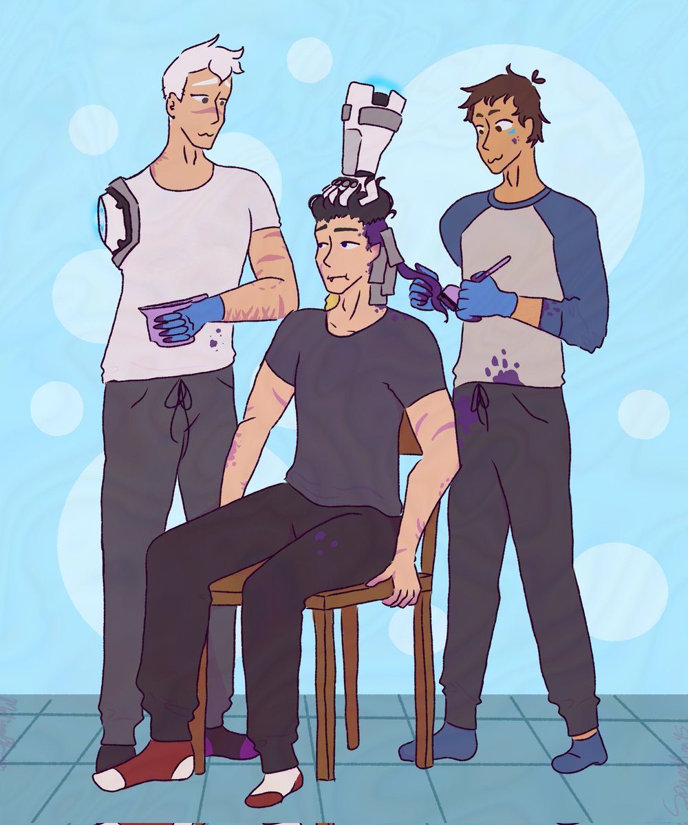 FaraMoon95's tweet photo. How many gays does it take to dye hair :3? (Let's match hair colors with mama :3) #vld #voltron #sheith #voltronlegendarydefender #vldkeith #vldshiro #vldlance
(I'm just gonna keep slowly updating my art here apparently) https://t.co/W5mMj4c6Bx