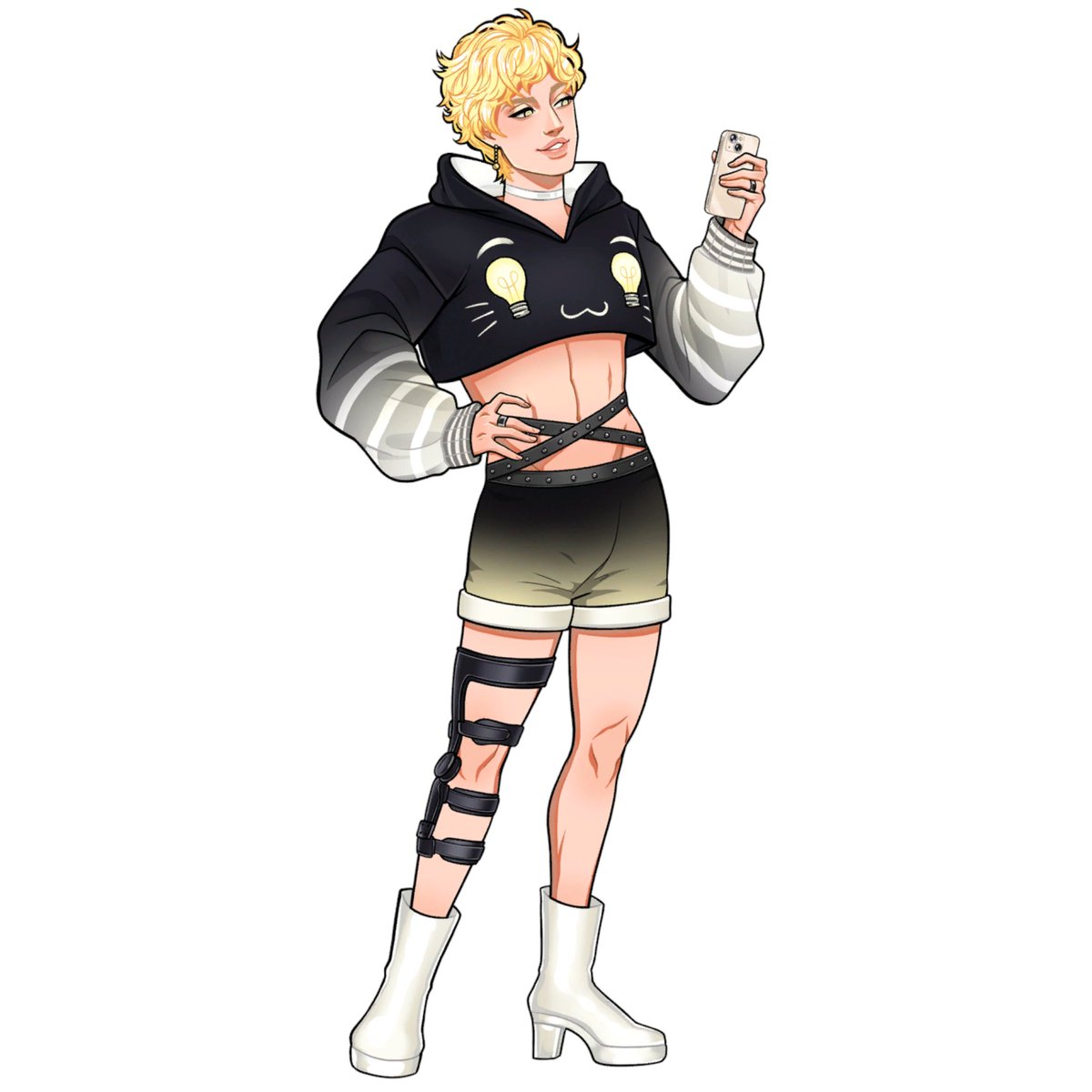 Lux from Date Everything! is disabled. They use a leg brace (canon).