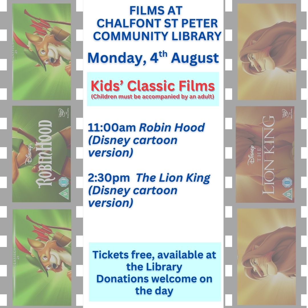 Films at <a href="/StPeterVillage/">Chalfont St Peter</a> Community Library next Monday 4th August!