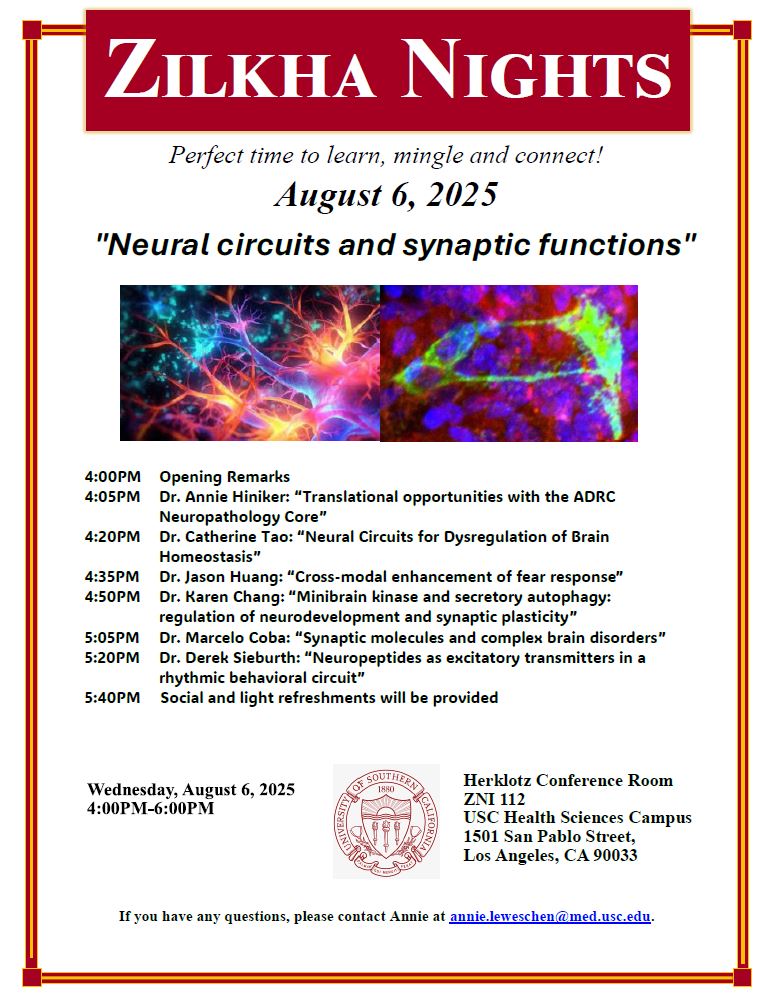 Zilkha Nights are back and a week away! 

Join us on Wednesday, 8/6/25 for "Neural circuits and synaptic functions." 🧠

RSVP: forms.gle/E12RnidQmvQpHJ…
