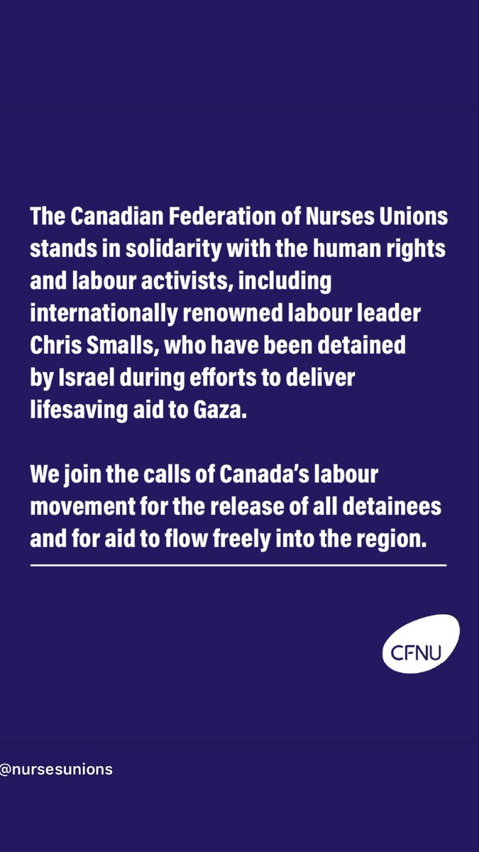 Tony Tracy (@tony_tracy) on Twitter photo Canadian Federation of Nurses Unions (<a href="/CFNU/">Canada's Nurses</a>) stands in solidarity with the human rights and labour activists, including internationally renowned labour leader Chris Smalls (@Shut_DownAmazon), who have been detained by Israel during efforts to deliver lifesaving aid to Gaza, Canadian Federation of Nurses Unions (<a href="/CFNU/">Canada's Nurses</a>) stands in solidarity with the human rights and labour activists, including internationally renowned labour leader Chris Smalls (@Shut_DownAmazon), who have been detained by Israel during efforts to deliver lifesaving aid to Gaza,