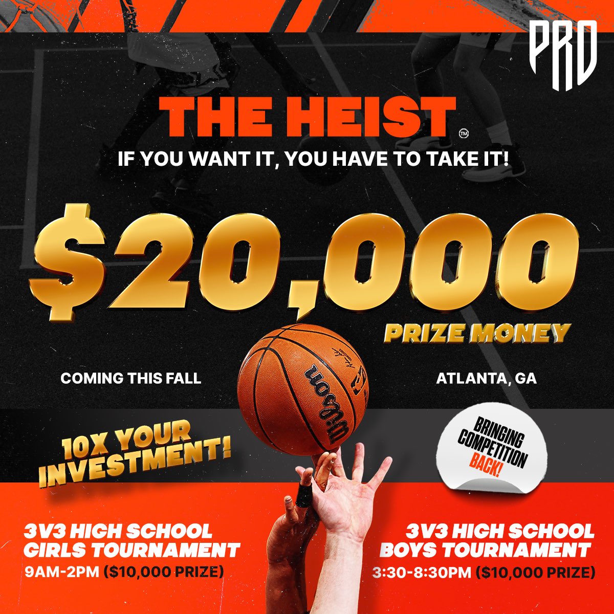 🔥THE HEIST🔥

☑️The BIGGEST HIGH SCHOOL 3v3 Tournament In The COUNTRY🏀

😤Competitive Hoops
❌No Politics, No Gimmicks
💰$20,000 PRIZE MONEY

✔️GHSA Refs
✔️4 Games Guaranteed
✔️Up to 5 Players

🔈SERIOUS HIGH SCHOOL GA HOOPERS

🗣️BUILD YOUR OWN TEAM

🚨 REGISTRATION OPENS