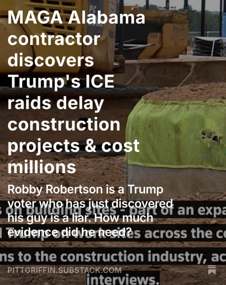 A Trump-voting construction supervisor in Alabama has discovered that Trump's immigration policies are costing him time and $84,000

I also wonder at the IQ of a person who votes for a guy notorious for not paying people like him 
  dailykos.com/stories/2025/7…
