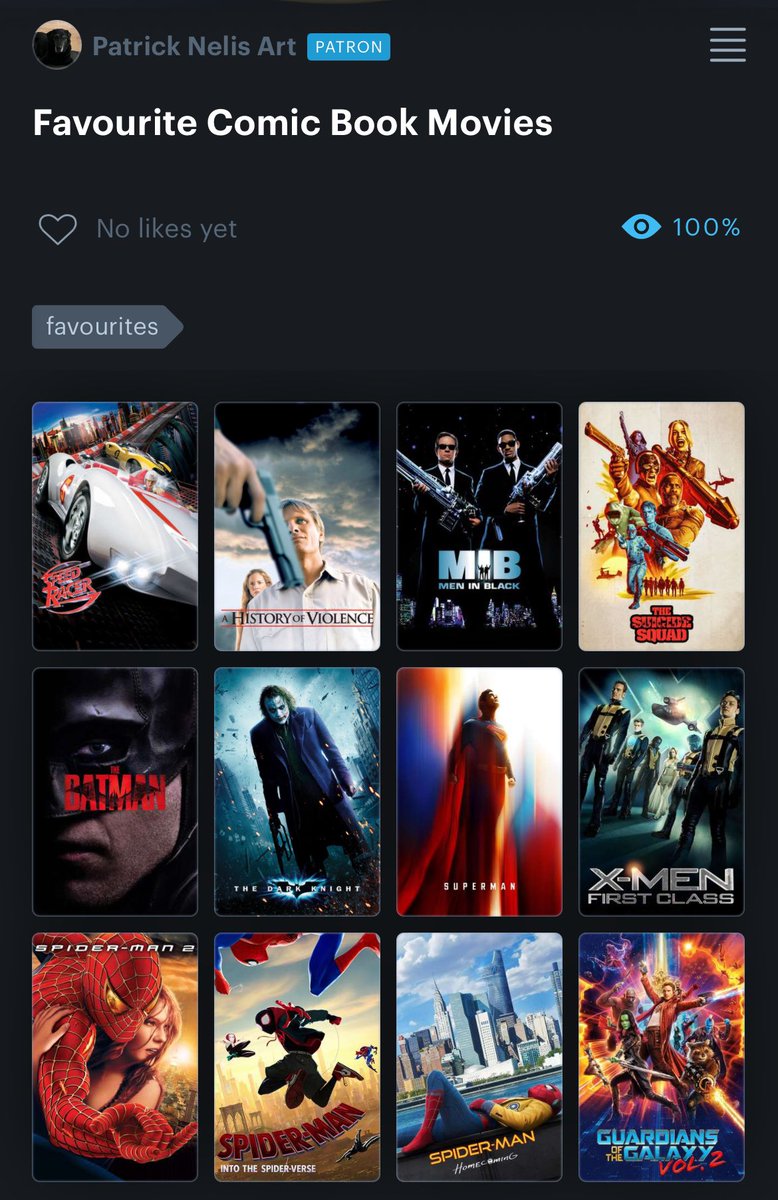 Favourite Comic Book Movies (Limited the Raimi Spider-Man trilogy and Guardians trilogy just to one movie)