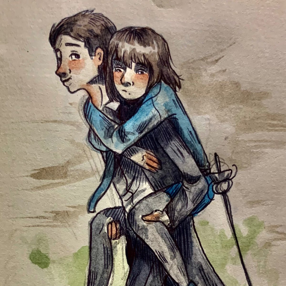 tonight's doodle!!

I felt like redoing an oldie!! 
Left- 2025
Right- 2023

She twisted her ankle on the way home and hes being a gentleman but also, they will both think about this for EVER

#SaveLockwoodandCo
- #AMCSaveLockwood