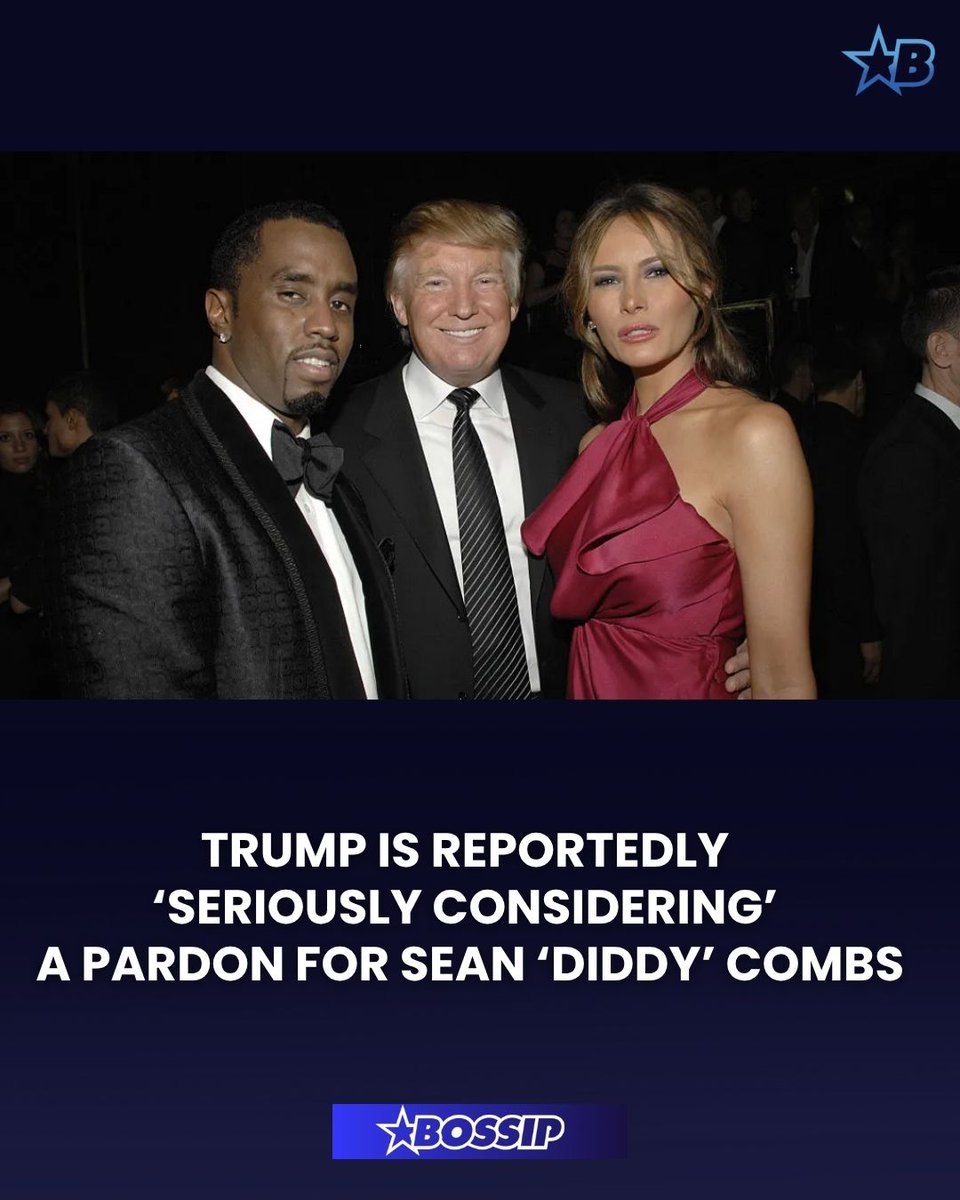 President Donald Trump is said to be “seriously considering” pardoning Sean “Diddy” Combs ahead of his sentencing.

More on #BOSSIP.com —&gt; bit.ly/4ofFUkz
📸: Patrick McMullan / Getty