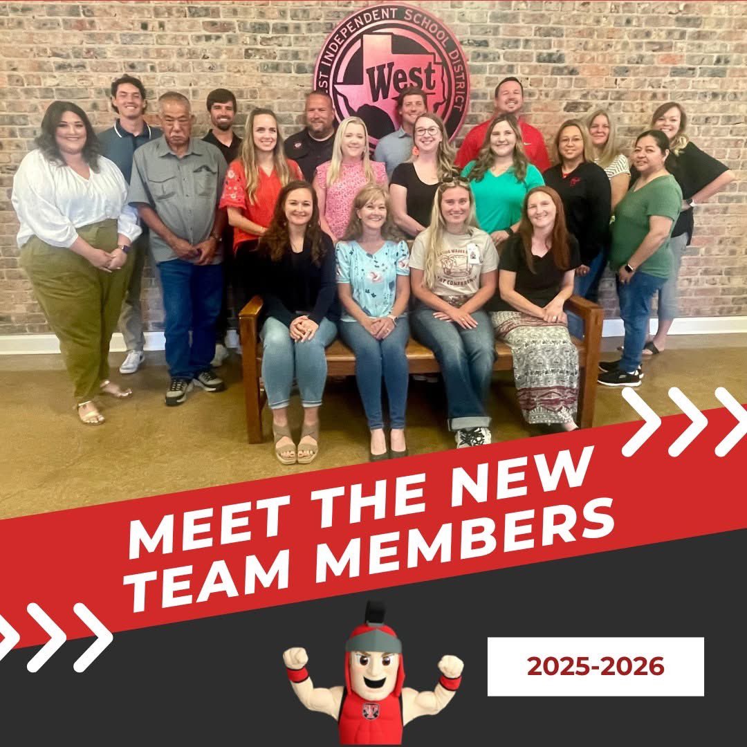 Today was the first day of New Staff Inservice. Yahoo! West ISD welcomed 19 new members to the team including teachers, coaches, child nutrition team members, custodians, maintenance team members, &amp; bus aides. West is... BLESSED!