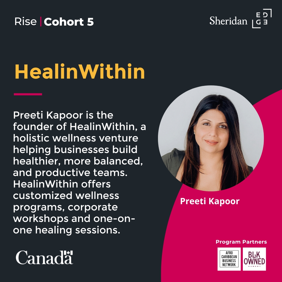 EDGE (@edge_sheridan) on Twitter photo Introducing Preeti Kapoor, founder of HealinWithin, a wellness venture offering coaching, workshops, and retreats to support team well-being and resilience.
Read more about Cohort 5 members:lnkd.in/g9ry6zAa
<a href="/FedDevOntario/">FedDev Ontario</a> Introducing Preeti Kapoor, founder of HealinWithin, a wellness venture offering coaching, workshops, and retreats to support team well-being and resilience.
Read more about Cohort 5 members:lnkd.in/g9ry6zAa
<a href="/FedDevOntario/">FedDev Ontario</a>