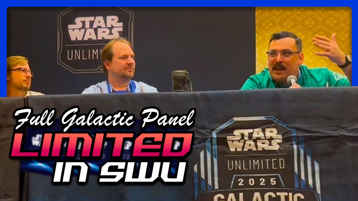 Maindeck Dan (@maindeckgames) on Twitter photo Thanks to <a href="/Gutsman85/">Jason</a> we have his FULL Panel from the #StarWarsUnlimited Galactic Champs up for your viewing, with panelists <a href="/Outmaneuver_SWU/">Outmaneuver SWU</a> and <a href="/UnplayableYT/">Unplayable</a>!
Check out "Limited in Star Wars: Unlimited" below!
🔗
youtu.be/0y5F2yMgxtM Thanks to <a href="/Gutsman85/">Jason</a> we have his FULL Panel from the #StarWarsUnlimited Galactic Champs up for your viewing, with panelists <a href="/Outmaneuver_SWU/">Outmaneuver SWU</a> and <a href="/UnplayableYT/">Unplayable</a>!
Check out "Limited in Star Wars: Unlimited" below!
🔗
youtu.be/0y5F2yMgxtM