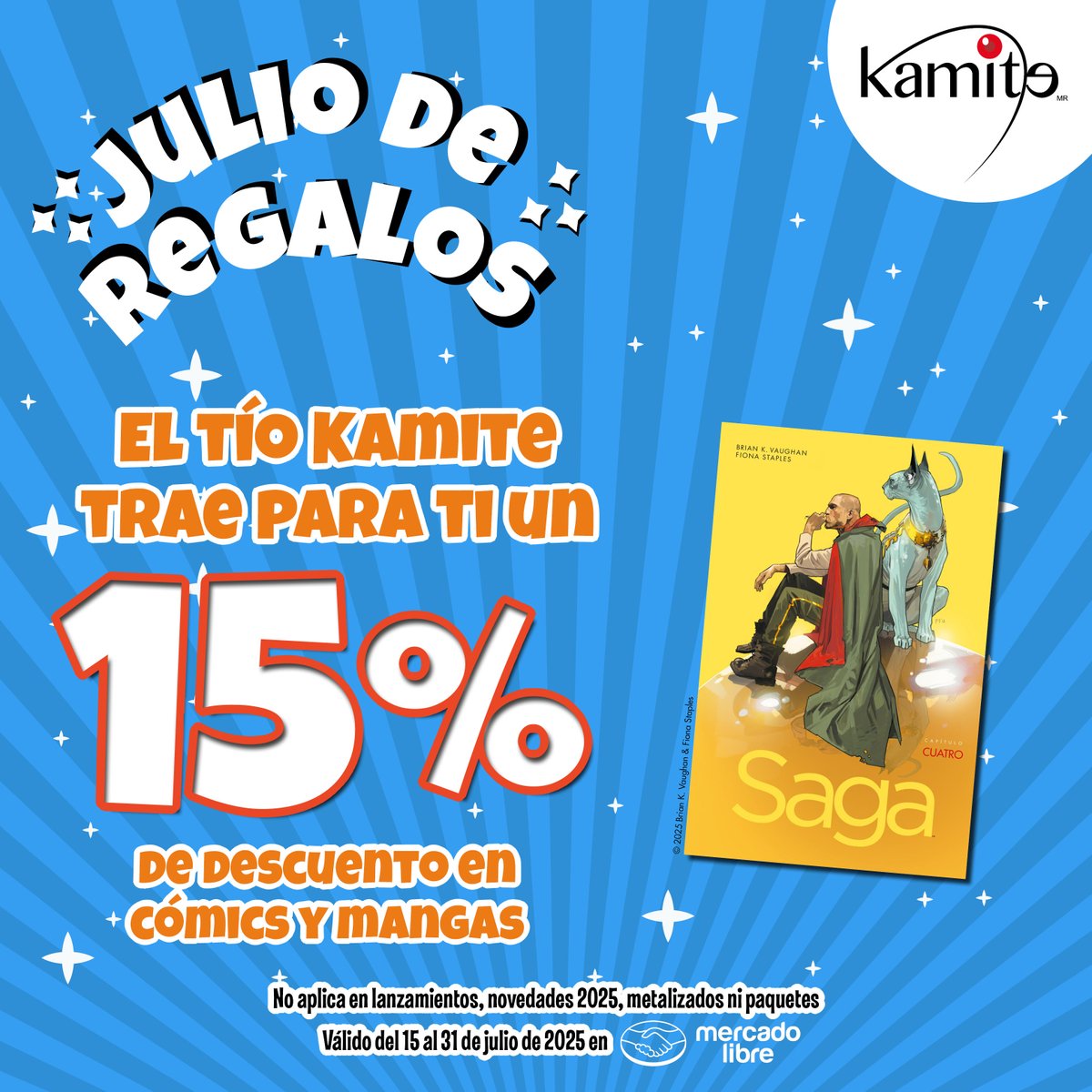 🛒 Si lo tuyo es maratonear cómics desde casa... 🏡✨
¡Te tenemos cubierto! 😎 Disfruta del 15% de descuento en títulos seleccionados en <a href="/Mercadolibre/">Mercado Libre</a> como parte de nuestro #Julioderegalos 📚🎁 Aprovecha y surte tu #kamicolección. 🛍️
¡La aventura empieza!👉t.ly/EgiG6