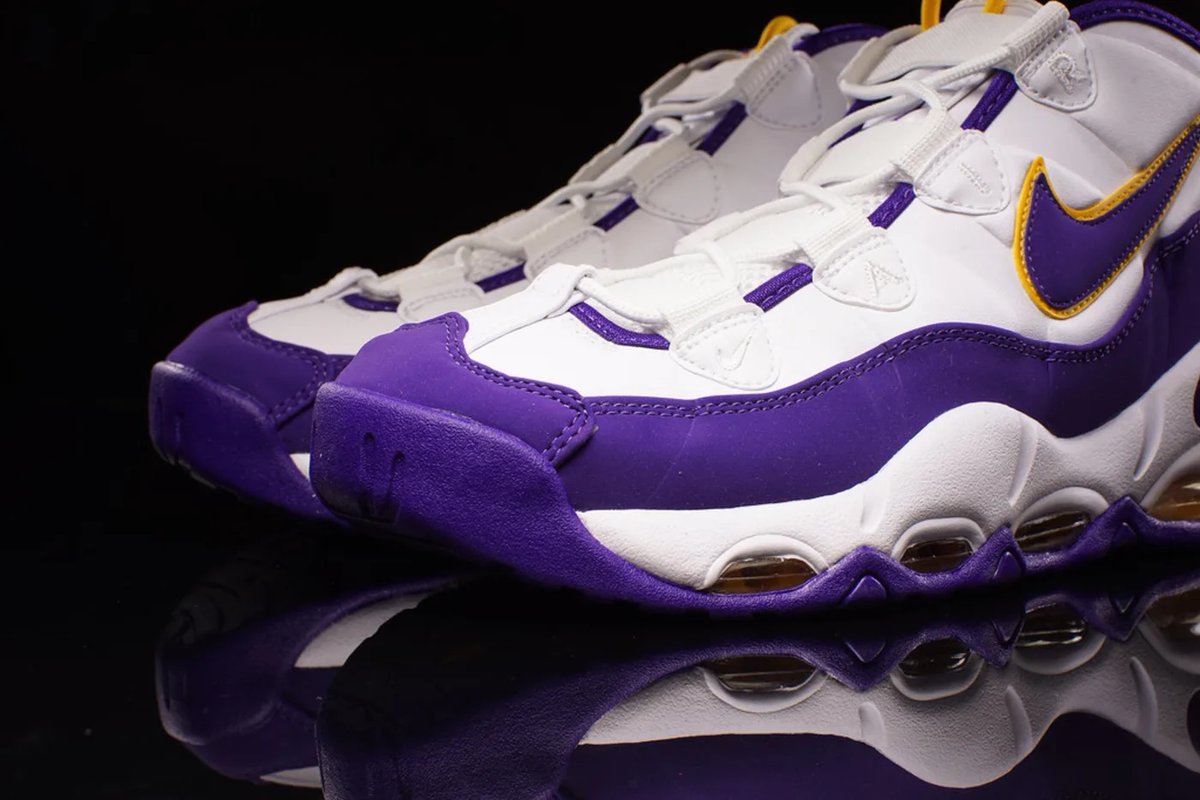 JustFreshKicks's tweet photo. BREAKING: The Nike Air Max Uptempo "Derek Fisher" Returns Summer 2026 🟣🟡 https://t.co/u5CAyl5ND0