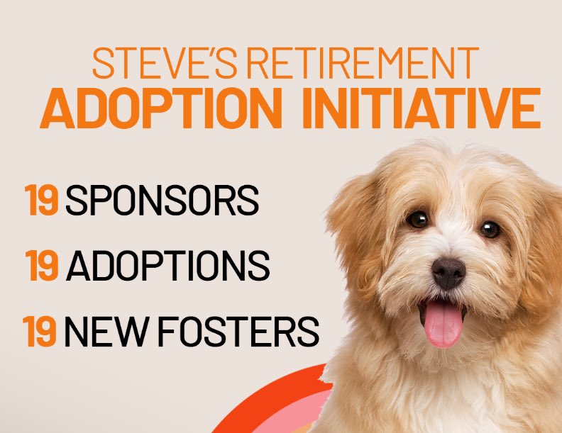 Help us honor <a href="/TrustSteve19/">Steve Horstmeyer</a> as he prepares for retirement… by saving a dog’s life! 🥰

We just launched Steve’s Adoption Initiative on <a href="/FOX19/">FOX19 NOW</a>. 🐶

The goal: 19 adoptions. 19 fosters. 19 donations. 

How to get involved: fox19.com/page/steves-re…