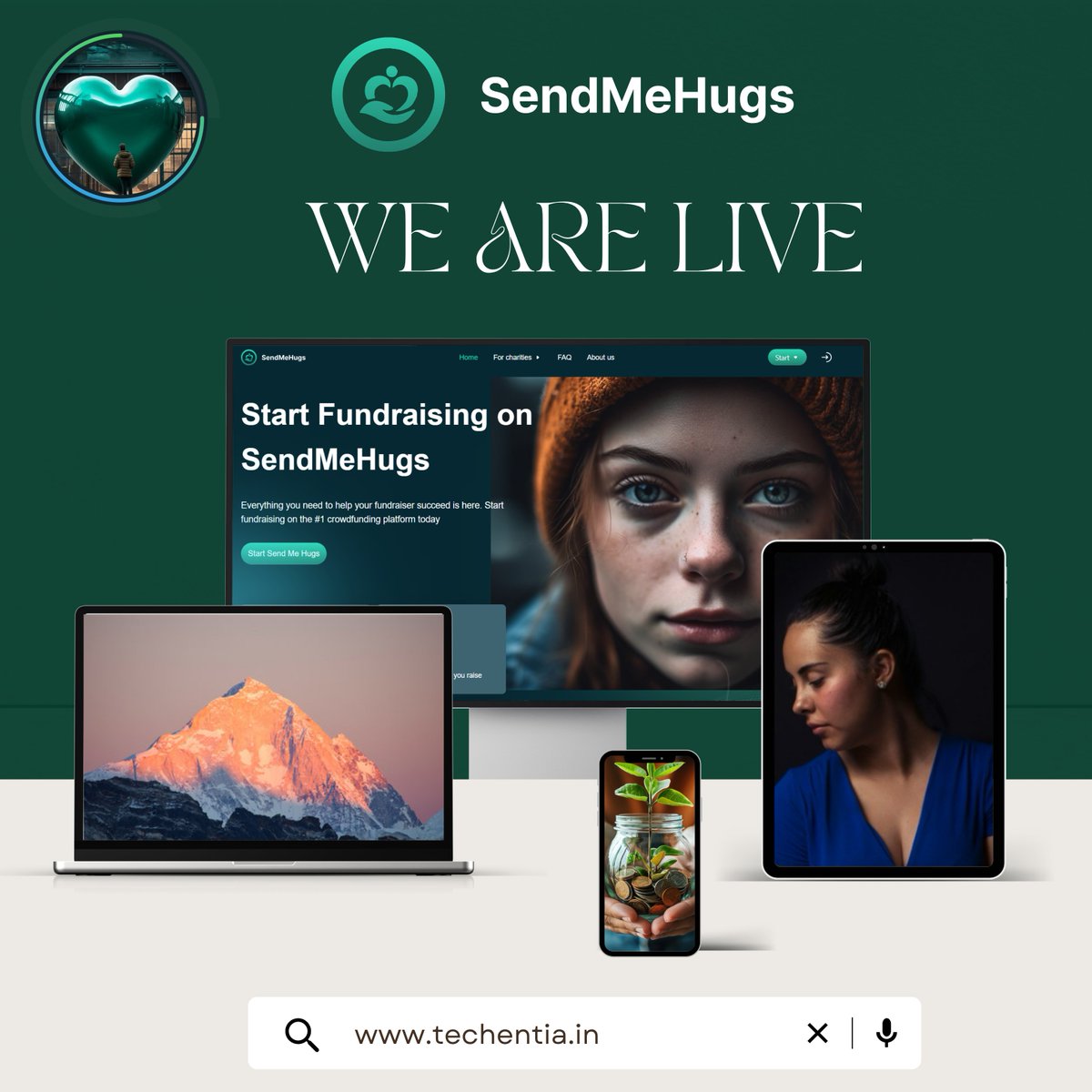 Techentia's tweet photo. Introducing SendMeHugs 💚, whether it’s personal needs, medical emergencies, social causes, or charitable campaigns SendMeHugs helps you raise funds with trust, speed, and simplicity.
#SendMeHugs #FundraisingPlatform #DonationWebsite #CrowdfundingIndia https://t.co/9cOezR27Nr