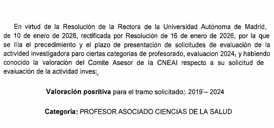 Yale Tung-Chen (@yaletung) on Twitter photo ✅ Evaluación positiva de mi primer sexenio de investigación (2019–2024) por la <a href="/UAM_Madrid/">UAM Autónoma Madrid</a> y <a href="/ANECAinfo/">ANECA</a>.
Un reconocimiento al trabajo y compromiso con la ciencia y la docencia en Ciencias de la Salud. 
¡Gracias! 🙌📚🔬
#Investigación #Sexenio #CNEAI #ANECA ✅ Evaluación positiva de mi primer sexenio de investigación (2019–2024) por la <a href="/UAM_Madrid/">UAM Autónoma Madrid</a> y <a href="/ANECAinfo/">ANECA</a>.
Un reconocimiento al trabajo y compromiso con la ciencia y la docencia en Ciencias de la Salud. 
¡Gracias! 🙌📚🔬
#Investigación #Sexenio #CNEAI #ANECA