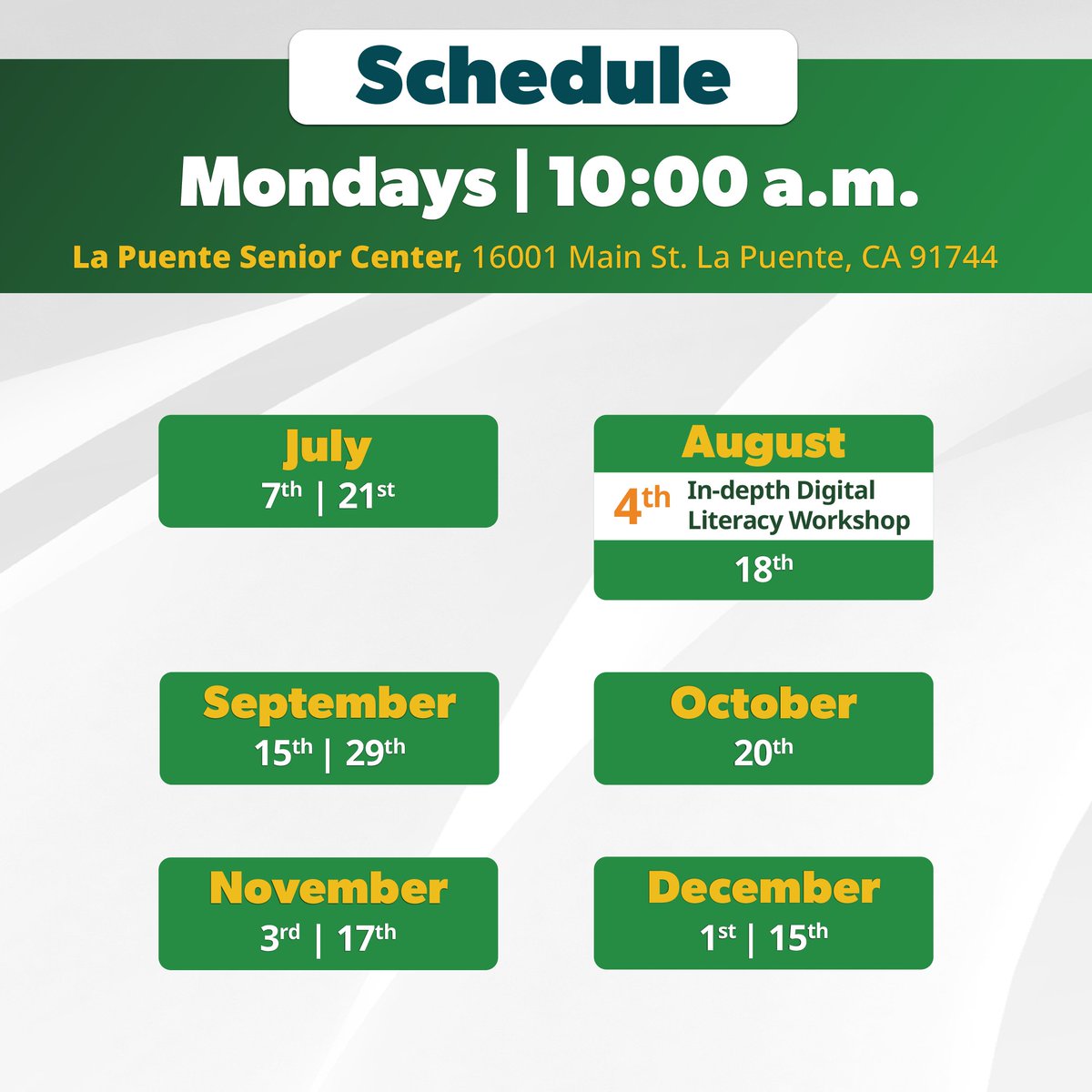 CityofLaPuente's tweet image. Don’t just scroll—learn. 🌐
Our Digital Literacy Workshops make tech easier and more empowering.

📆 Jan 2025–Apr 2026
📝 Sign up: bit.ly/DigitalLiterac…

📩 Help: digital-literacy@lapuente.org | (626) 900-8793

#LaPuente #LearnDigital #SmartSkills #Community