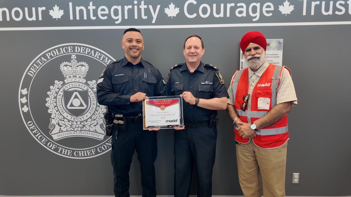 Congratulations ⁦<a href="/deltapolice/">Delta Police Department</a>⁩! You’re #1 (again) in Metro Vancouver for impaired driving enforcement. Thanks Indy for making today’s presentation. Everyone be safe out there.