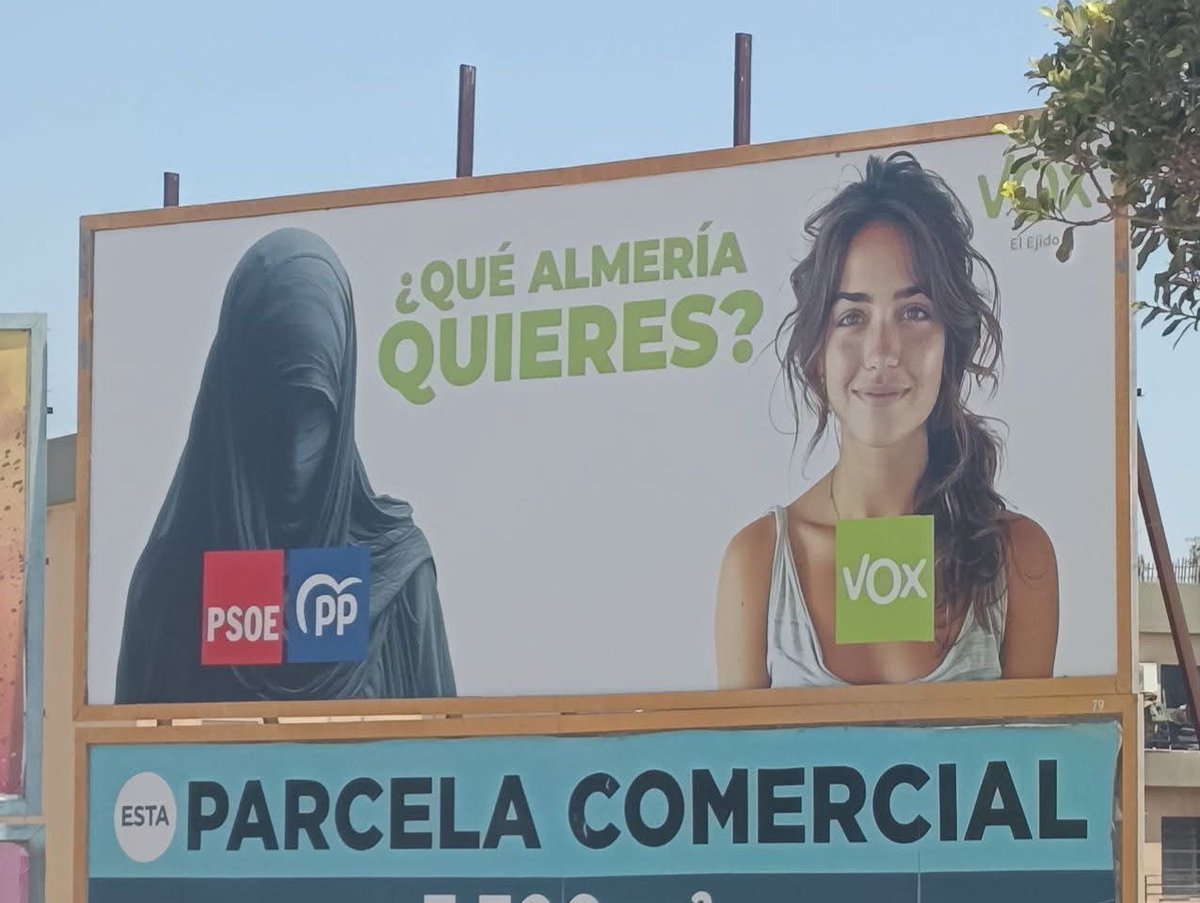 Quitad vuestras sucias manos de esta tierra (El Ejido) en la que conviven cada día más de cien nacionalidades con un porcentaje de un tercio de población inmigrante.         A escupir a la calle