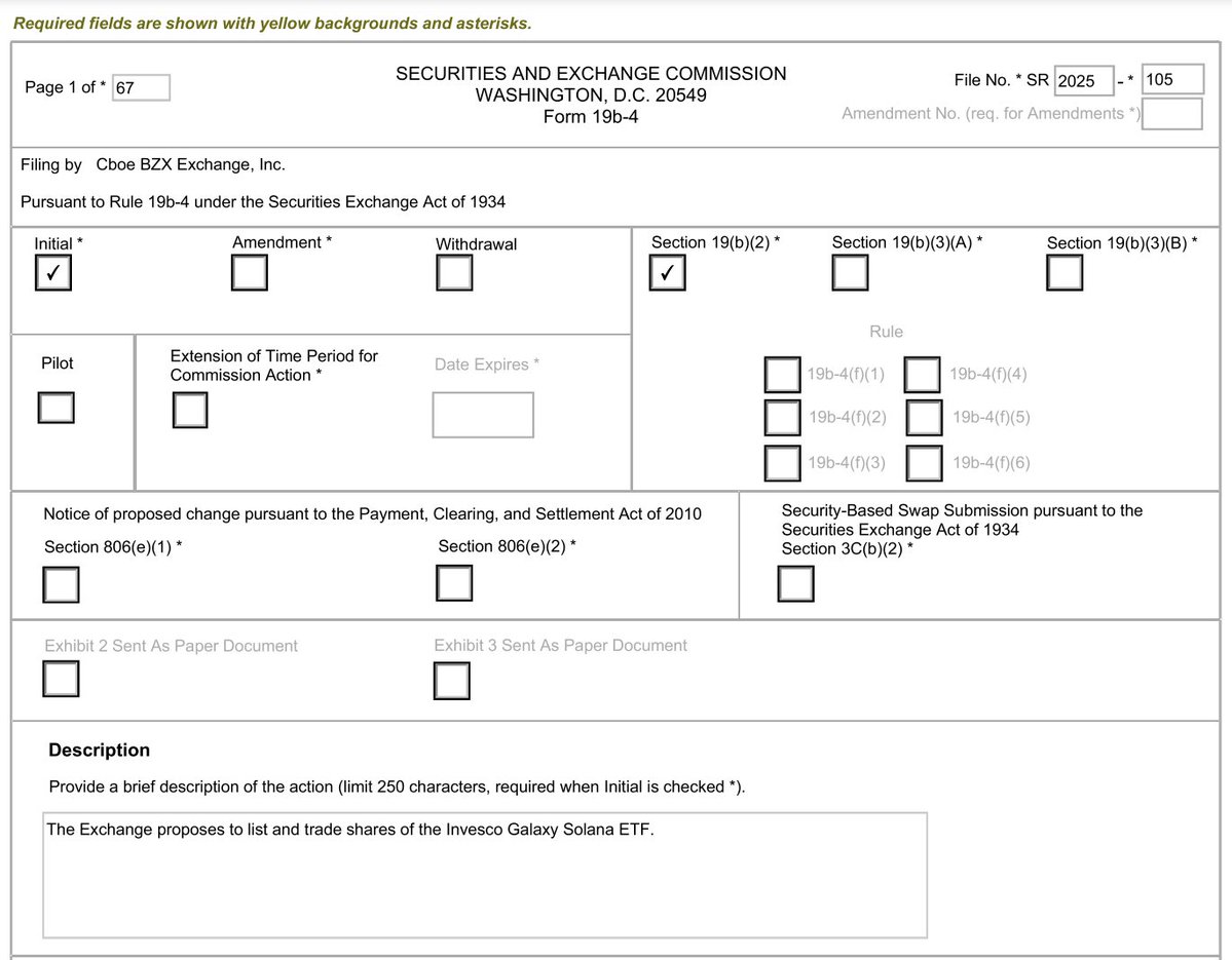 NEW: INVESCO/GALAXY FILE FOR SOLANA ETF WITH CBOE
