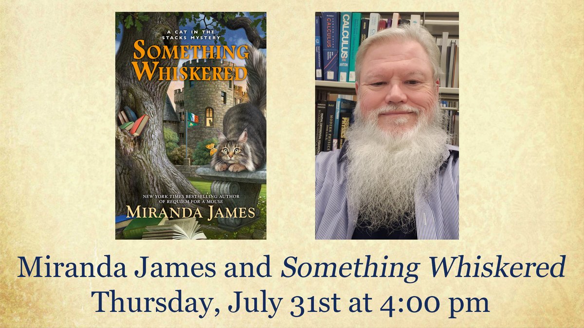 Alabama Booksmith (@albooksmith) on Twitter photo Stop by tomorrow (7/31) at 4pm when <a href="/MirandaJames57/">Dean James</a> will be here to sign the latest Cat in the Stacks Mystery, SOMETHING WHISKERED!
Signed first editions and event detail available here: alabamabooksmith.com/events/miranda… Stop by tomorrow (7/31) at 4pm when <a href="/MirandaJames57/">Dean James</a> will be here to sign the latest Cat in the Stacks Mystery, SOMETHING WHISKERED!
Signed first editions and event detail available here: alabamabooksmith.com/events/miranda…