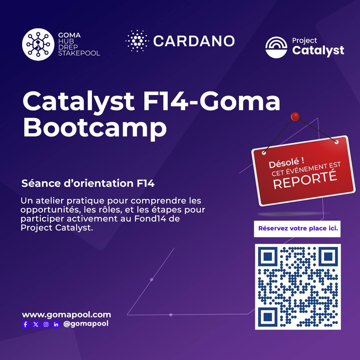 🚨 Événement reporté à une date ultérieure 🗓️
La raison du report est expliquée ici : share.google/c6NUUmpwJNuBCf…
📌 Restez connectés ici et sur <a href="/gomadrep/">GOMA || SPO || DRep</a> pour connaître la nouvelle date dès qu’elle sera annoncée ⏳🔥