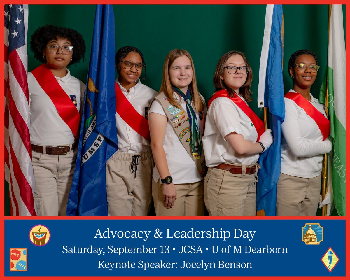 Join us for an unforgettable Advocacy &amp; Leadership Day featuring a very special keynote speaker, MI Secretary of State Jocelyn Benson! 💬👑

📅 September 13
🕙 10:00 AM – 1:30 PM
🎟️ $19 Early Bird (ends July 27!)
💚 Juniors, Cadettes, Seniors &amp; Ambassadors
bit.ly/4lnsNvY