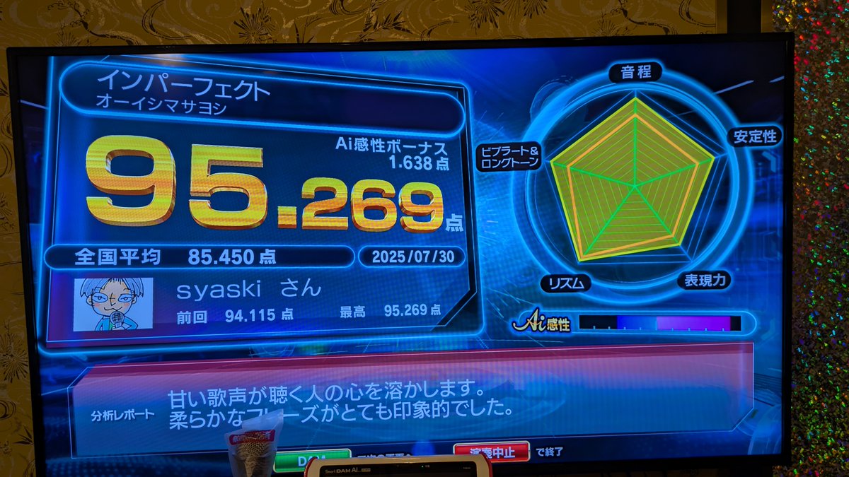 #アニサマ2025精密採点
#SSSS_DYNAZENON 
#インパーフェクト

最後のあがきで少しだけ点数アップして、95点台。