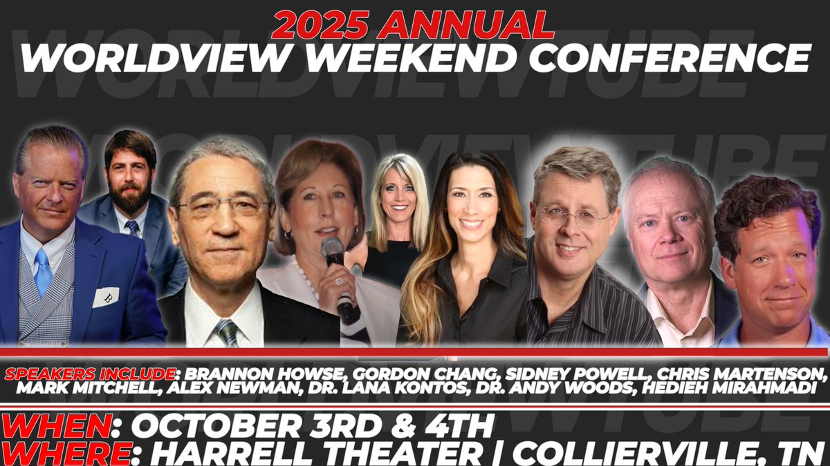 Join us for our 22nd Annual Conference! Now in Collierville, TN. We have a great lineup you won't want to miss with limited seating! Get Tickets Now at worldviewstore.com/national-world…

<a href="/ALEXNEWMAN_JOU/">Alex Newman</a> <a href="/chrismartenson/">Chris Martenson</a> <a href="/SidneyPowell1/">Sidney Powell 🇺🇸 Attorney, Author, Gladiator</a> <a href="/GordonGChang/">Gordon G. Chang</a> <a href="/dr_andywoods/">Andy Woods</a> <a href="/honestpollster/">Mark Mitchell, Rasmussen Reports</a> <a href="/HowseLive/">Brannon Howse</a>