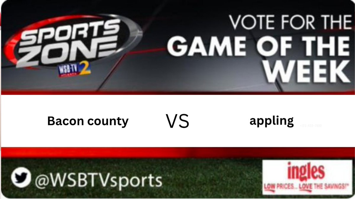 WSB-TV sports (@wsbtv_) on Twitter photo GAME of the week
SCRIMMAGE
<a href="/county_bacon/">Bacon County Red Raider Football</a> 🆚 <a href="/ApplingRecruits/">Appling County Football Recruiting</a>
Friday, August 01 @ 7:30pm.
Come support your favorite team.
Watch Here: s.id/wsb-tv
<a href="/RecruitBCFB/">RED RAIDER RECRUITING #RecruitAlma</a> <a href="/CoachWilder39/">Coach Austin Wilder</a>
<a href="/BradenGriffis73/">Coach Braden Griffis</a> <a href="/Thethadwilliams/">Thad Wiliams</a> <a href="/CoachTPruitt1/">Tucker Pruitt</a> <a href="/JakeBrock52/">Jake Brock</a> <a href="/EmadiWilliam/">William Emadi</a> GAME of the week
SCRIMMAGE
<a href="/county_bacon/">Bacon County Red Raider Football</a> 🆚 <a href="/ApplingRecruits/">Appling County Football Recruiting</a>
Friday, August 01 @ 7:30pm.
Come support your favorite team.
Watch Here: s.id/wsb-tv
<a href="/RecruitBCFB/">RED RAIDER RECRUITING #RecruitAlma</a> <a href="/CoachWilder39/">Coach Austin Wilder</a>
<a href="/BradenGriffis73/">Coach Braden Griffis</a> <a href="/Thethadwilliams/">Thad Wiliams</a> <a href="/CoachTPruitt1/">Tucker Pruitt</a> <a href="/JakeBrock52/">Jake Brock</a> <a href="/EmadiWilliam/">William Emadi</a>