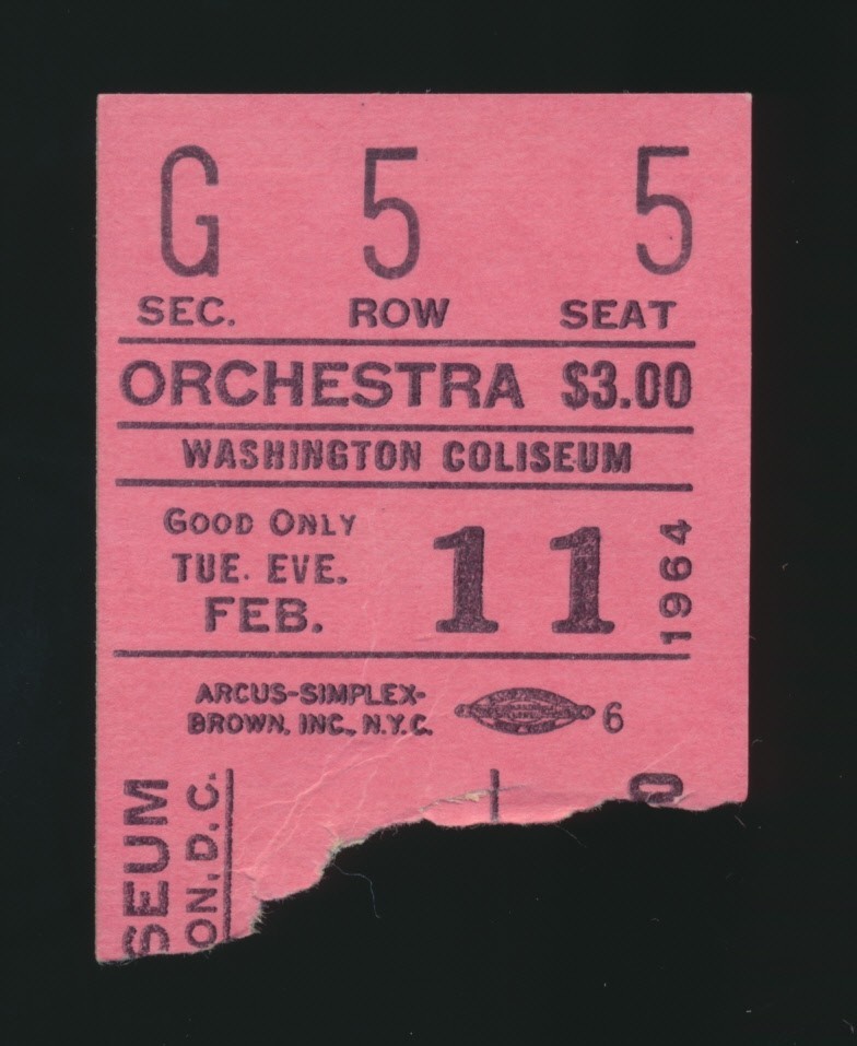 Vintage Feb 11 1964 Washington Coliseum Concert Ticket Stub Great  ebay.com/itm/2056337380…  #ad
