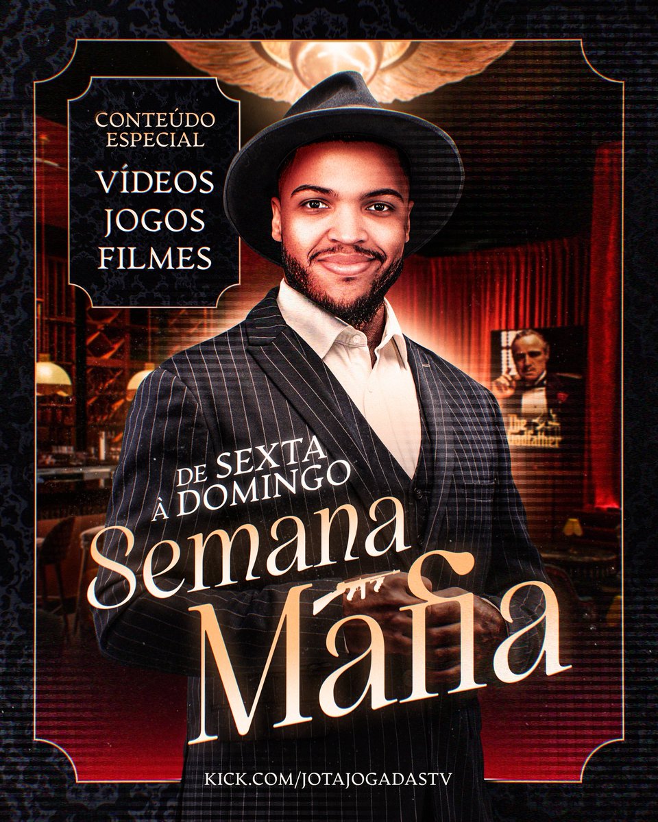 jotajogadas's tweet photo. Semana MAFIA na LIVE 👁️

Nessa SEXTA-FEIRA e seguirá por todo final de semana com os jogos da franquia MÁFIA, reacts no YouTube e filmes do gênero. 

A partir das 17h na KICK 🟢
(Sem propaganda ou pausas pra atrapalhar)

Cenário e roupa a caráter!

Posso contar com você? https://t.co/i8yCLeLaWD