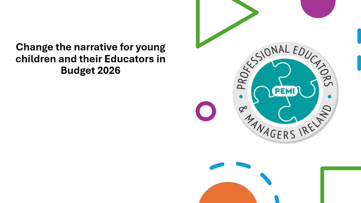 <a href="/pemireland/">Professional Educators and Managers Ireland</a> asks Government to Change the Narrative for Babies &amp; Educators in Budget 26:Invest 1% of GDP/recognise the ECEC profession/pay educators on par with primary teachers- see tinyurl.com/4vrfftvs
<a href="/NormaFoleyTD1/">Norma Foley T.D</a> <a href="/DeptCDE/">Department of Children, Disability and Equality</a> <a href="/SimonHarrisTD/">Simon Harris TD</a> <a href="/MichealMartinTD/">Micheál Martin</a> <a href="/jackfchambers/">Jack Chambers TD</a>