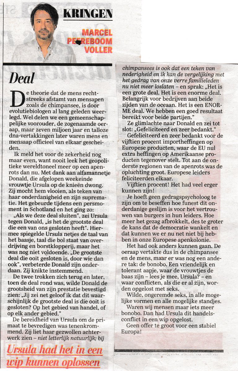 Ursula heeft ons belazerd en uitgeleverd aan de VS.
Alleen dat al is een NEXIT waard. De democratie wankelt niet, beste Marcel, die is er in de hele EU niet. Psychopaten als Ursula bepalen ipv het volk via het AS-principe, beschreven in rientshofstra.nl/boeken/het-ned…