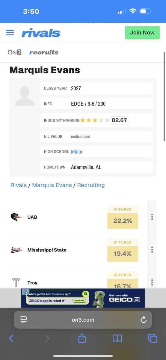 Marquis” MJ “ Evans (@mjevans2008) on Twitter photo Truly blessed to be ranked as a 3 star!!All glory to God!Much work left to be done.<a href="/CoachAbrams/">Adrian Abrams</a> <a href="/AL6AFootball/">Alabama6AFootball</a> <a href="/HallTechSports1/">Hall-Tech Sports</a> <a href="/DownSouthFb1/">Down South</a> <a href="/ChadSimmons_/">ChadSimmons</a> <a href="/On3sports/">On3</a> <a href="/Rivals/">Rivals</a> Truly blessed to be ranked as a 3 star!!All glory to God!Much work left to be done.<a href="/CoachAbrams/">Adrian Abrams</a> <a href="/AL6AFootball/">Alabama6AFootball</a> <a href="/HallTechSports1/">Hall-Tech Sports</a> <a href="/DownSouthFb1/">Down South</a> <a href="/ChadSimmons_/">ChadSimmons</a> <a href="/On3sports/">On3</a> <a href="/Rivals/">Rivals</a>